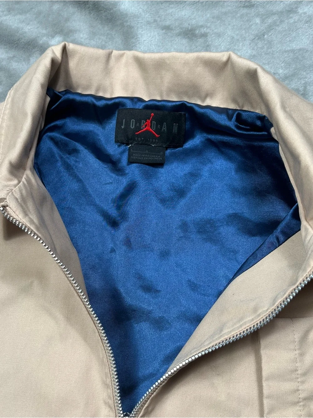 Jordan x J Balvin Woven Jacket Mens L Beige Full Zip Harrington Lined FJ6135 296